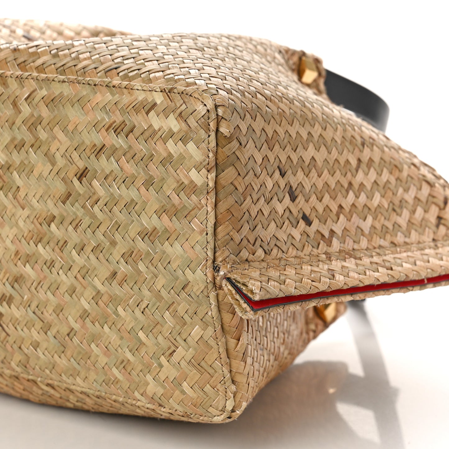 Raffia Medium Vlogo Escape Shopper Natural Black Rouge