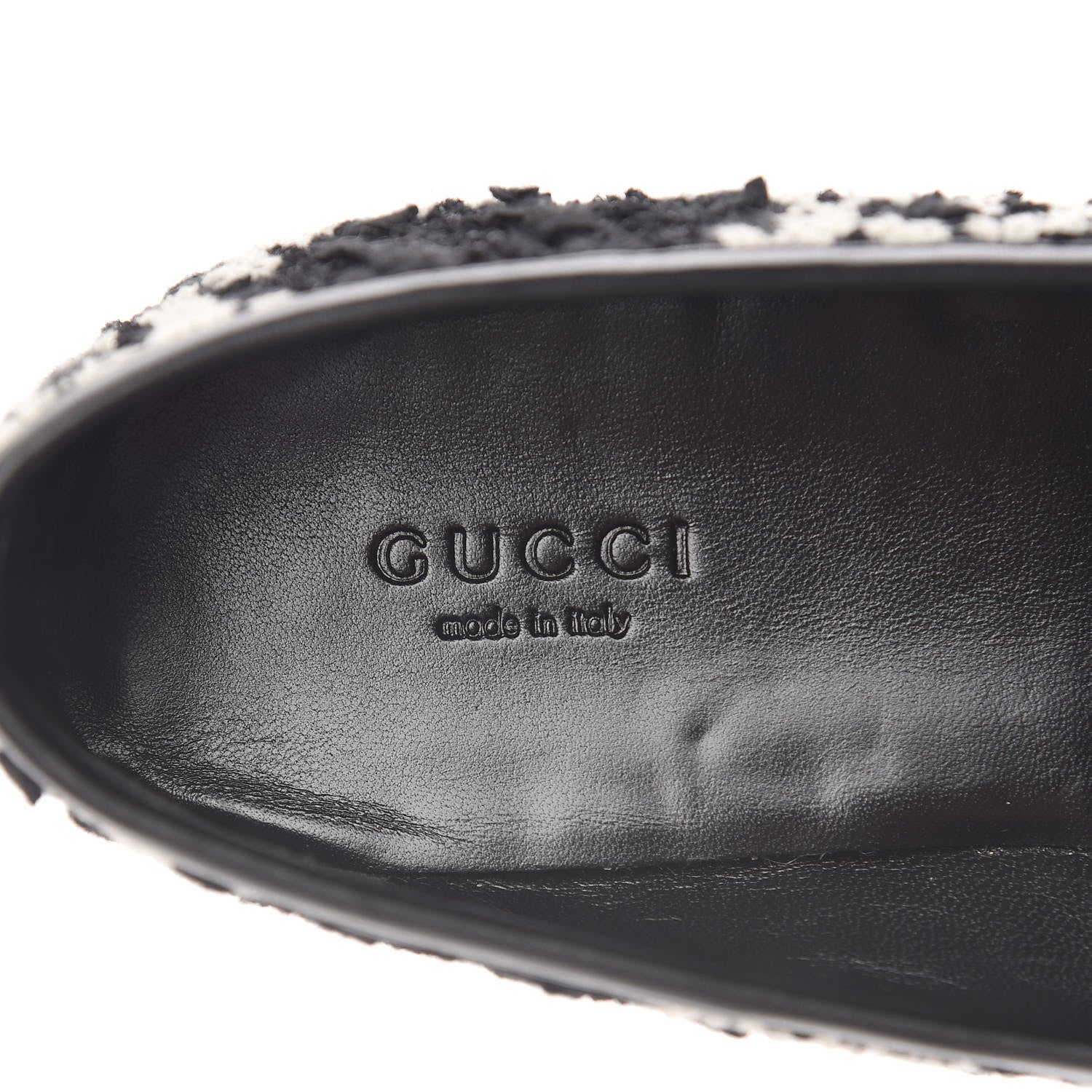 Gucci Tweed GG Monogram Horsebit Womens Jordaan Loafers 38 Black Natural 7 of 9