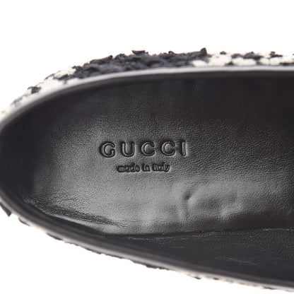 Gucci Tweed GG Monogram Horsebit Womens Jordaan Loafers 38 Black Natural 7 of 9