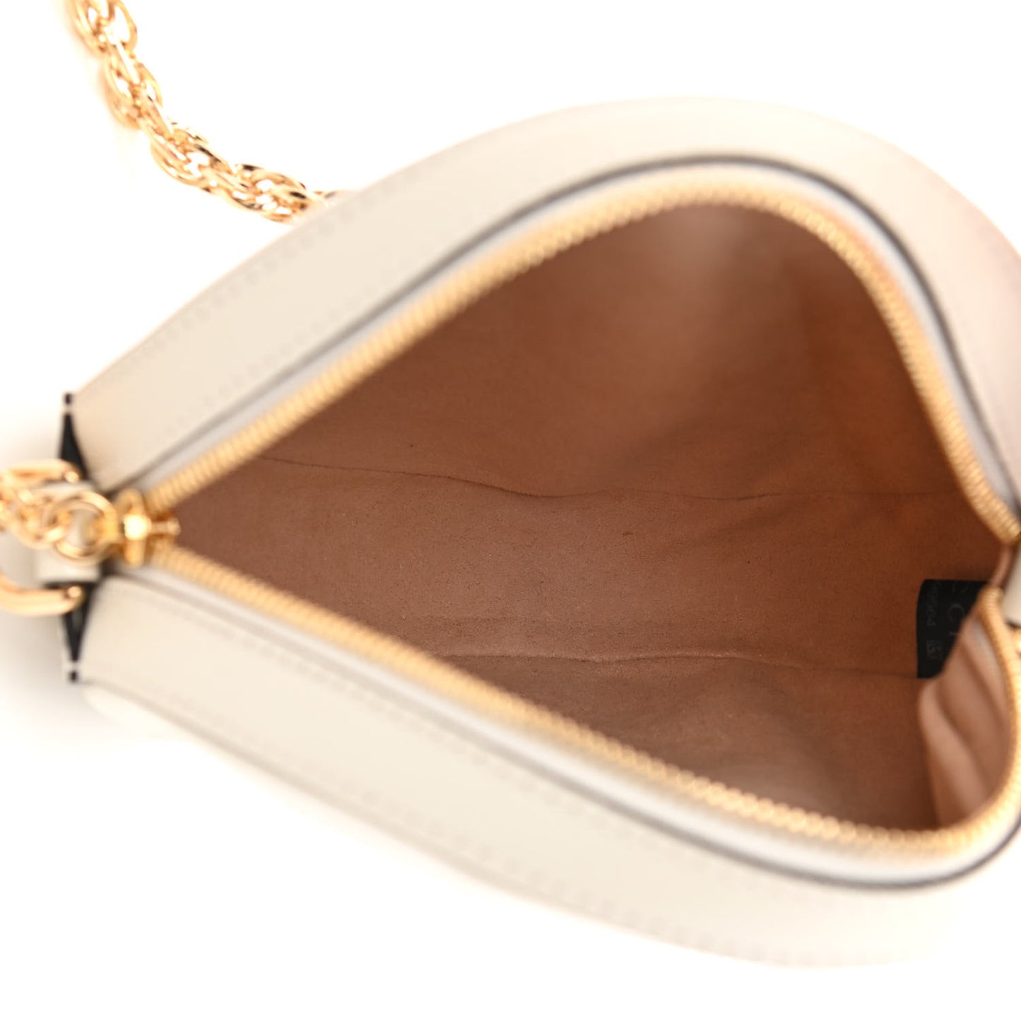Textured Calfskin Web Mini Ophidia Round Shoulder Bag Mystic White