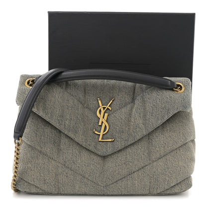 Saint Laurent Denim Quilted Small Loulou Puffer Monogram Chain Satchel Azur 12 of 12