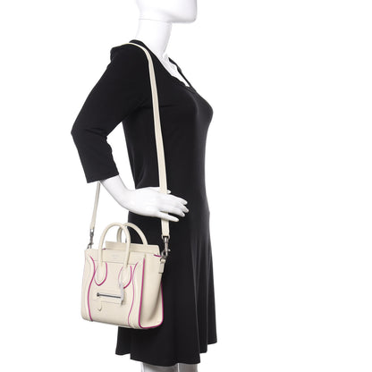 Celine Smooth Calfskin Nano Luggage White Magenta 2 of 9