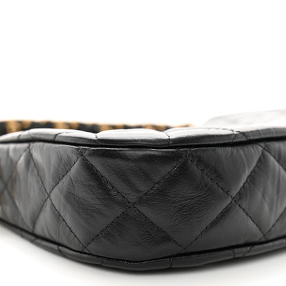 Chanel Crumpled Calfskin Quilted Braided CC Small Hobo Black 9 of 11