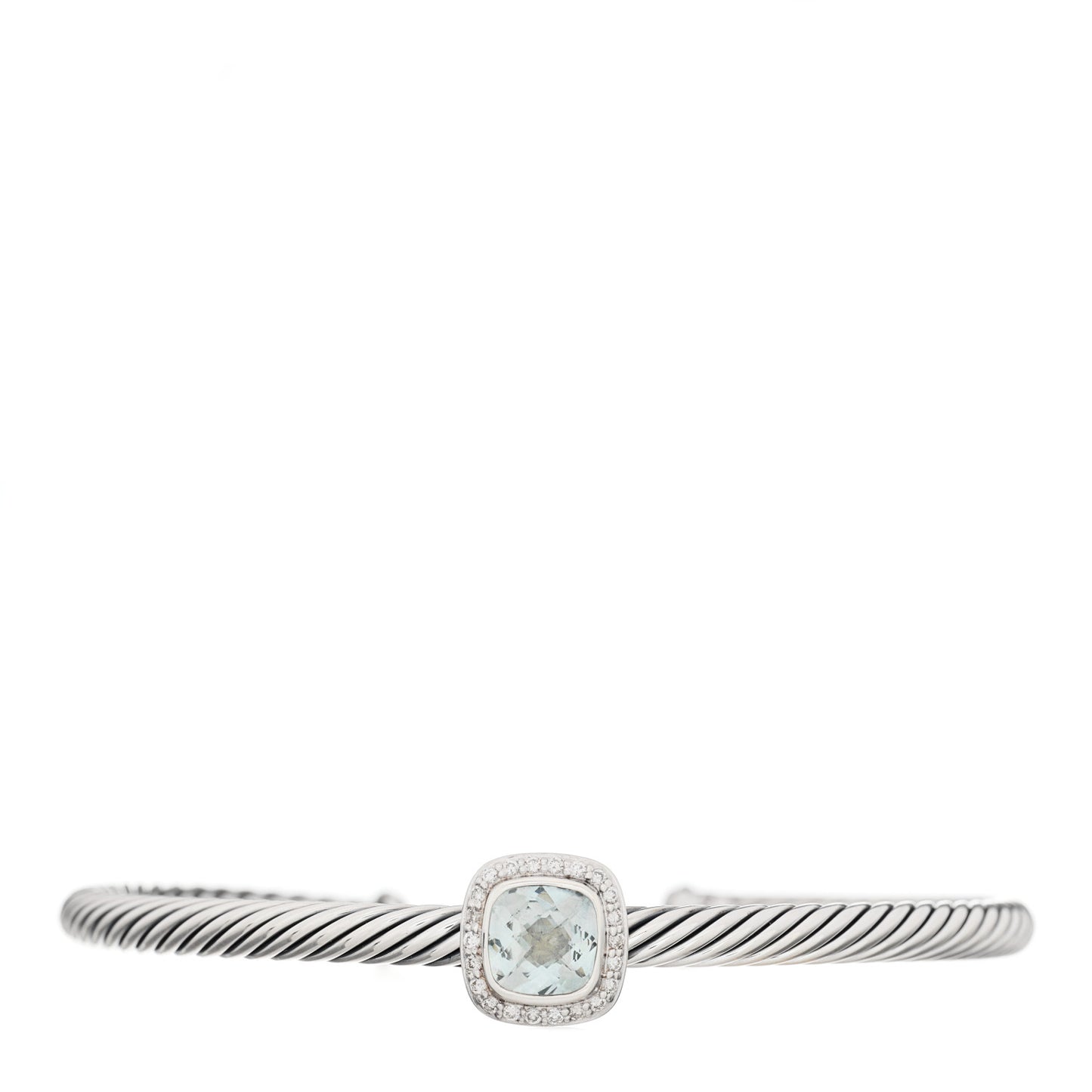 Sterling Silver Diamond Prasiolite 4mm Noblesse Cable Bracelet