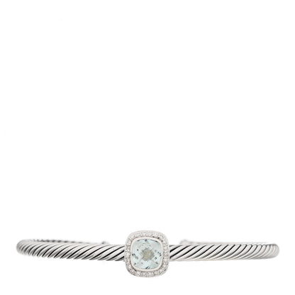 David Yurman Sterling Silver Diamond Prasiolite 4mm Noblesse Cable Bracelet 1 of 3
