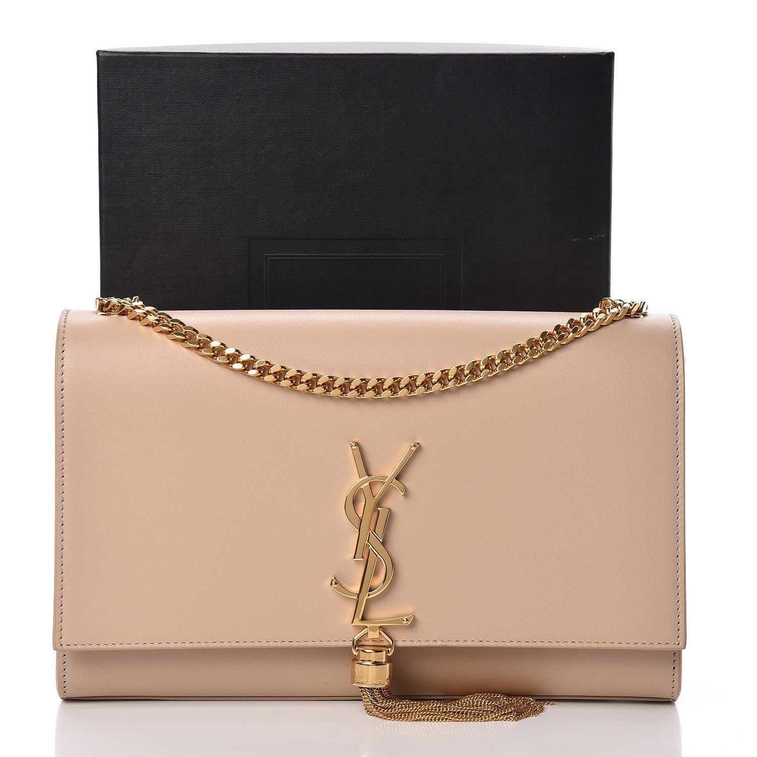 Saint Laurent Smooth Calfskin Medium Classic Monogram Kate Tassel Satchel Dark Beige 15 of 15