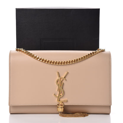 Saint Laurent Smooth Calfskin Medium Classic Monogram Kate Tassel Satchel Dark Beige 15 of 15