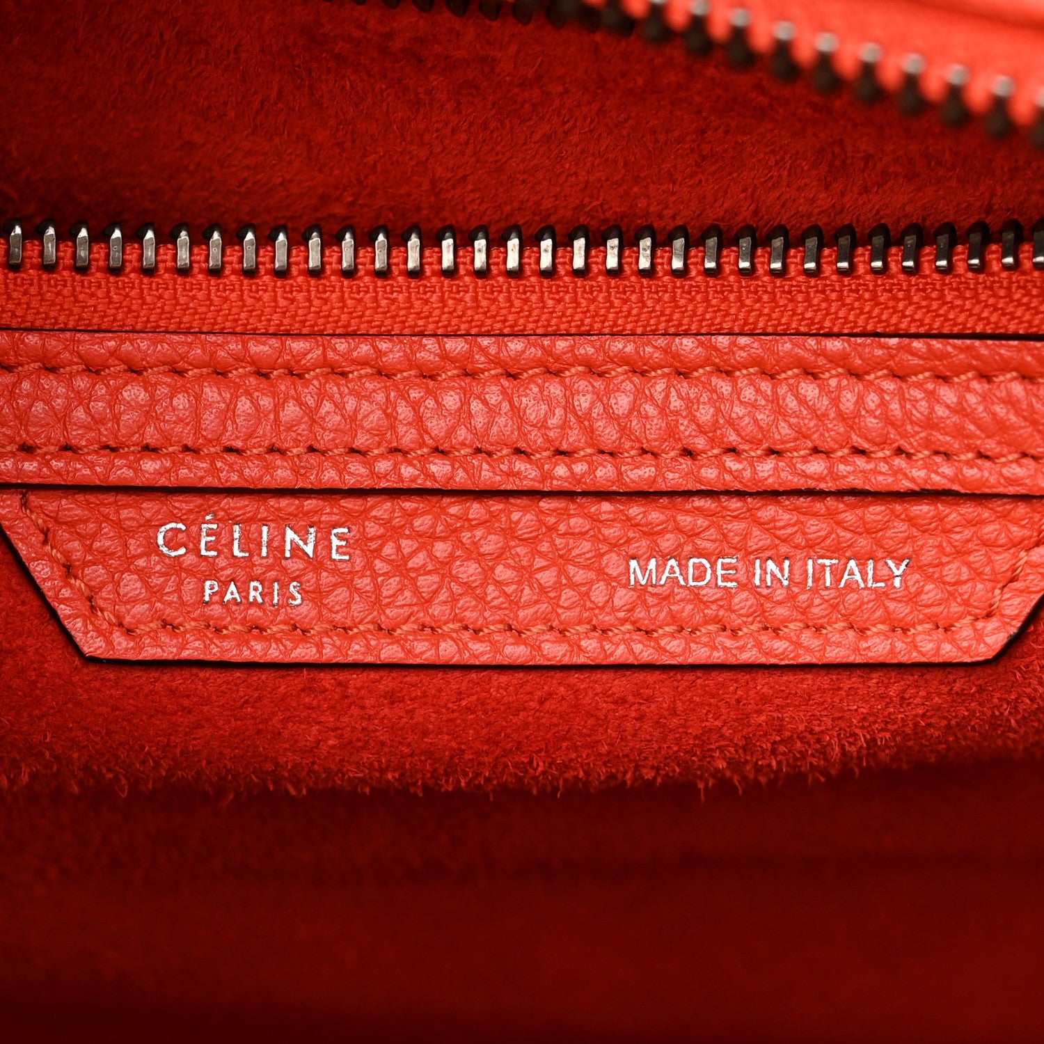 Celine Drummed Calfskin Micro Luggage Vermillion 6 of 8