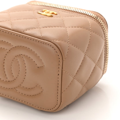 Chanel Lambskin Quilted Pearl Crush Mini Vanity Case With Chain Beige 11 of 12