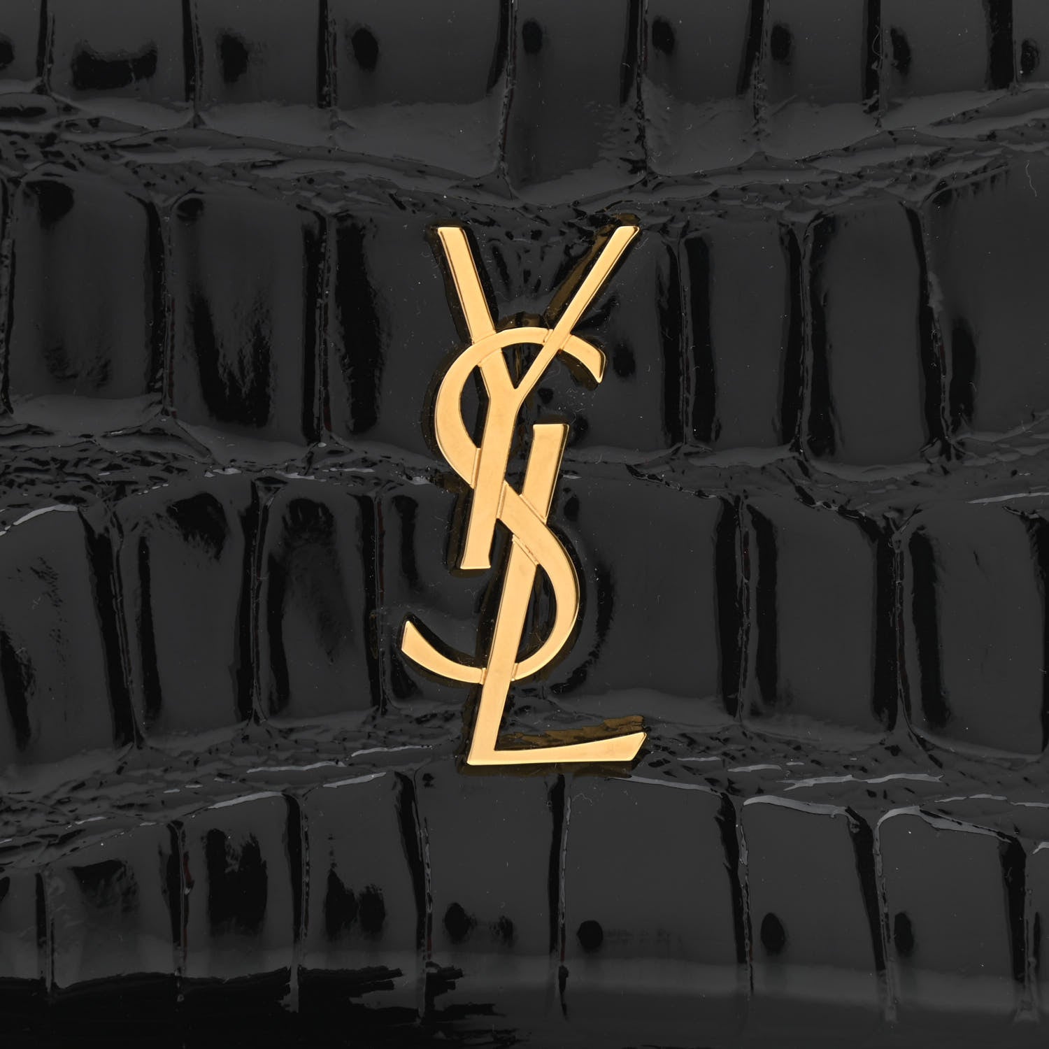 Saint Laurent Calfskin Crocodile Embossed Monogram Mini Lou Camera Bag Black 10 of 10