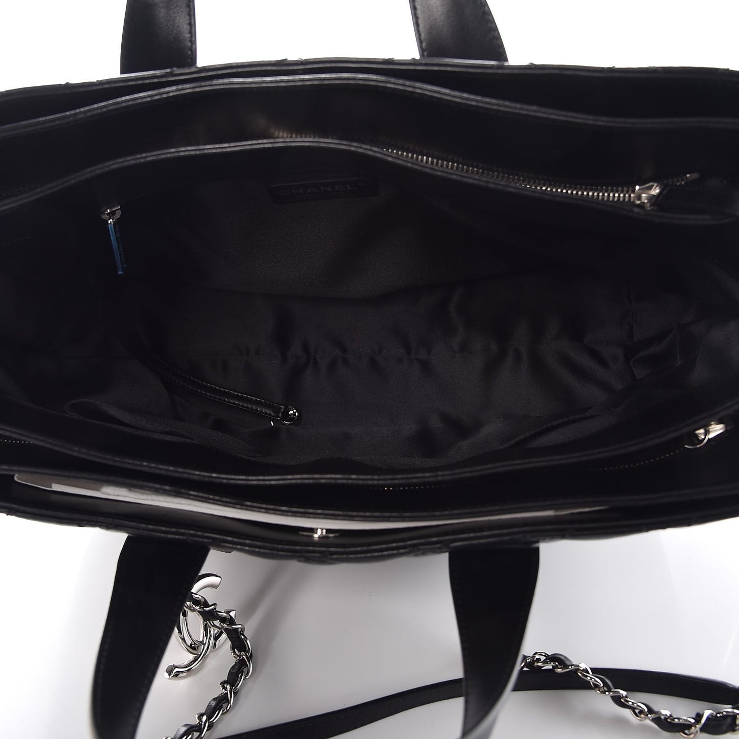 Lambskin Quilted Large Easy Carry Shopping Tote Black