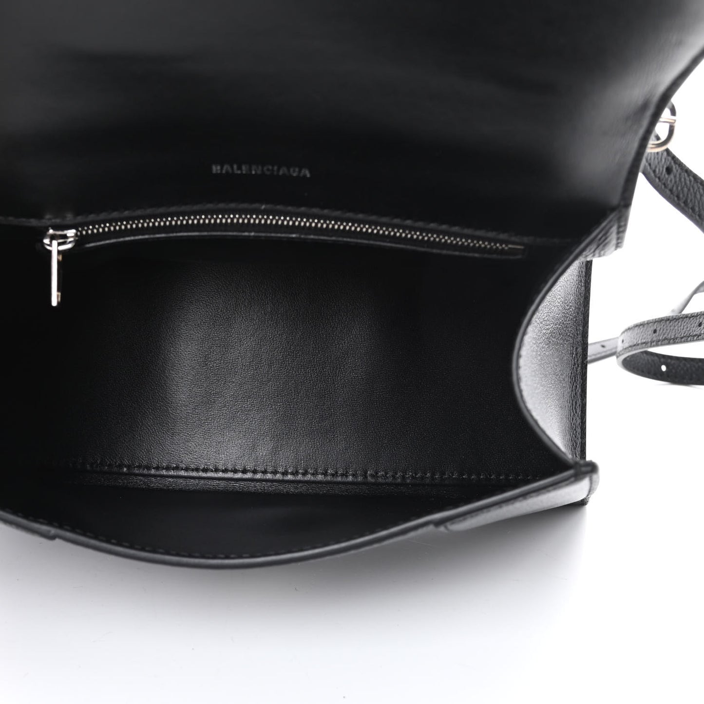 Grained Calfskin Small Hourglass Top Handle Bag Black