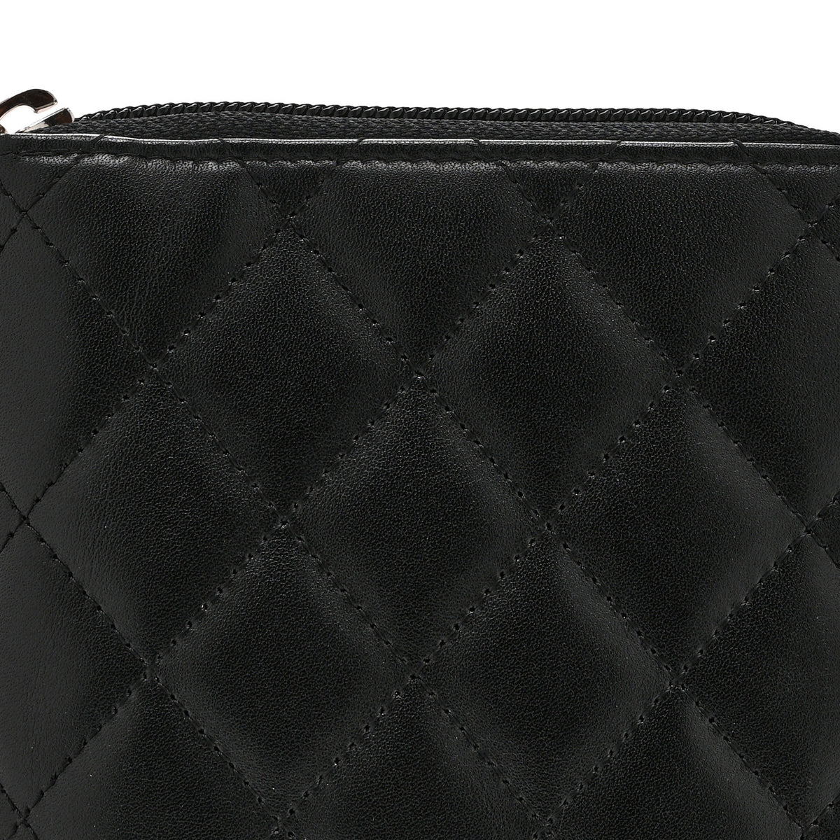 Calfskin Cambon Zip Around Organizer Wallet Black White