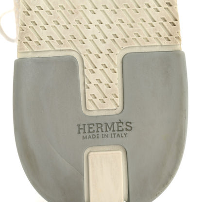 Hermes Metallic Knit Calfskin Suede Goatskin Bi-Color Womens Addict Sneakers 40 Multicolor Gris Argent 7 of 13