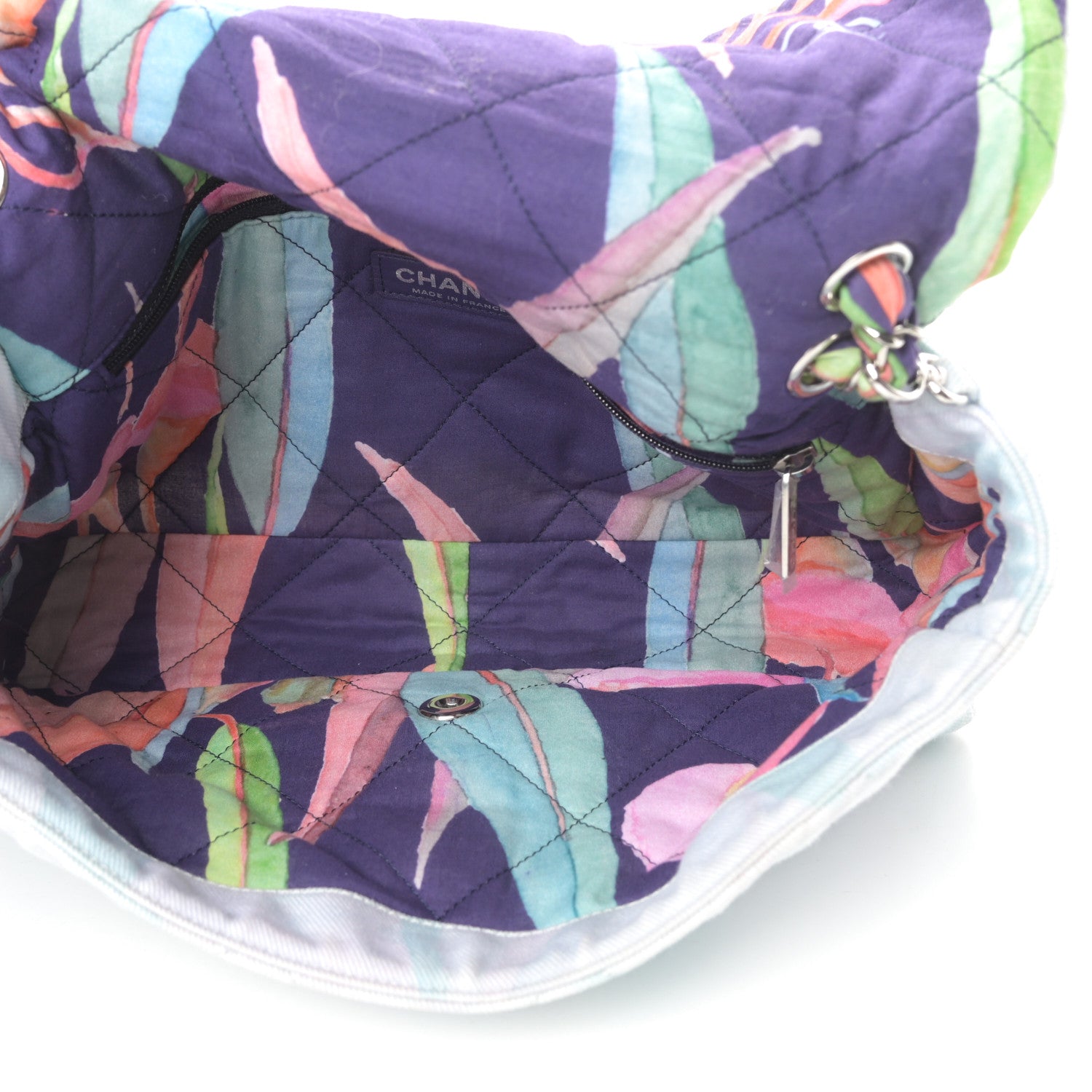 Chanel Canvas Quilted Jungle Jeans Flap White Multicolor 5 of 12