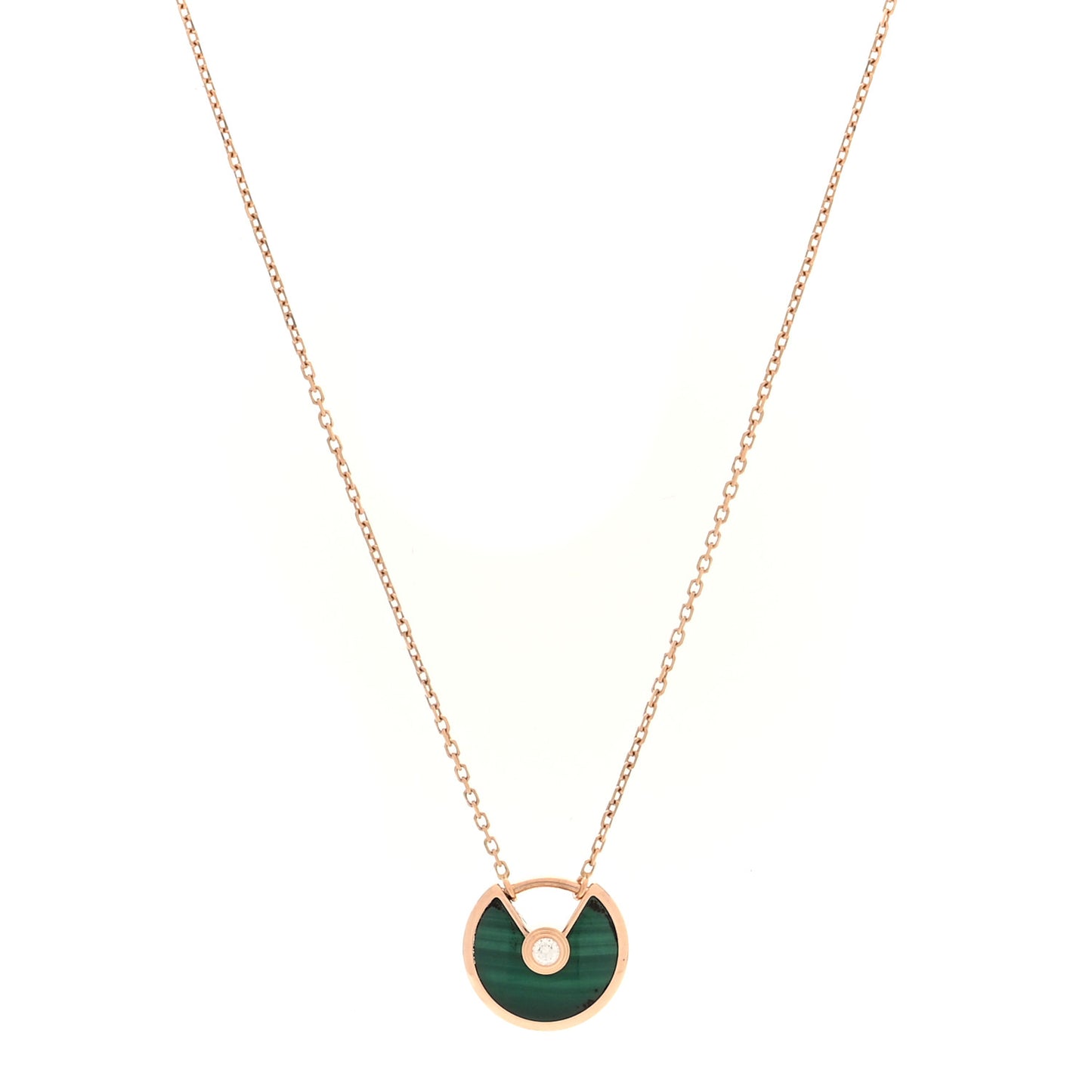 18K Yellow Gold Diamond Malachite XS Amulette de Cartier Pendant Necklace
