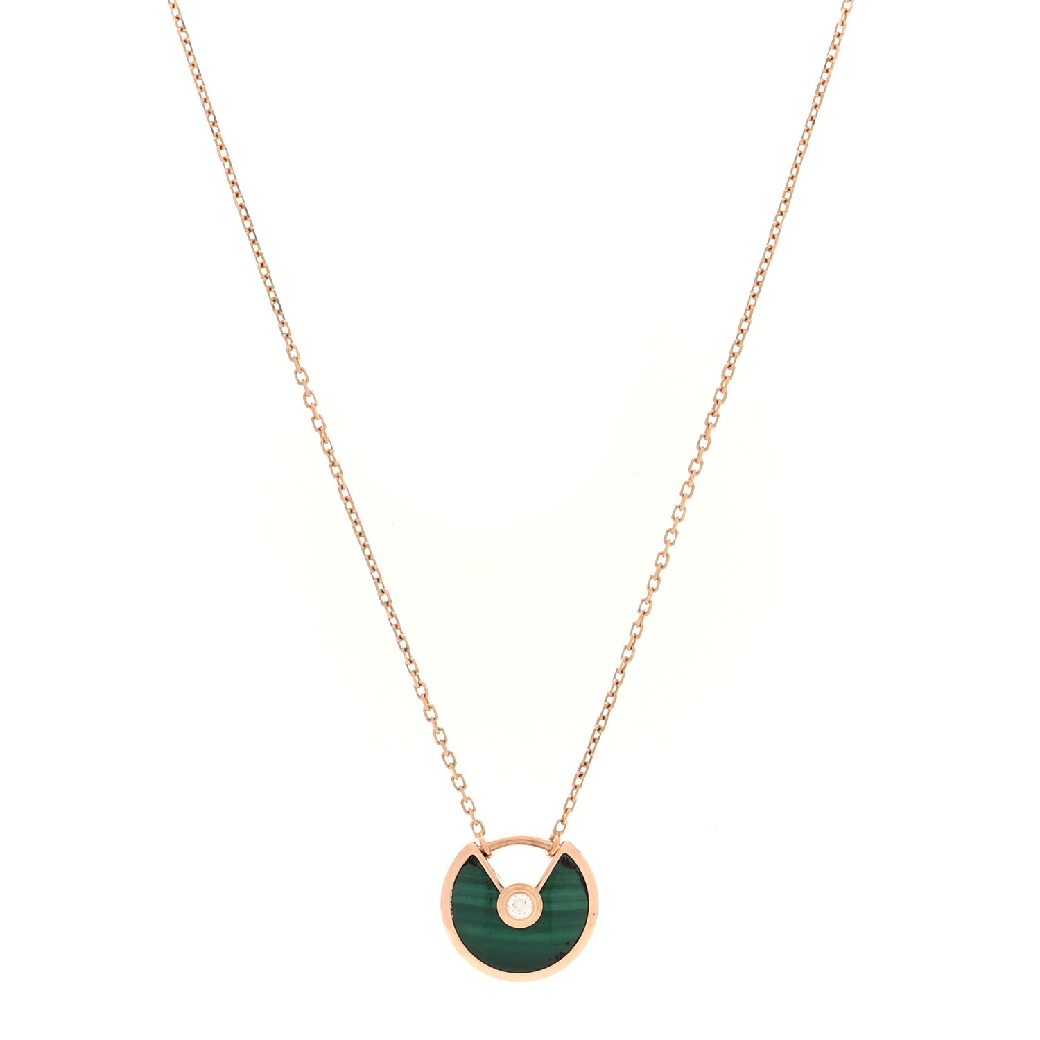 Cartier 18K Yellow Gold Diamond Malachite XS Amulette de Cartier Pendant Necklace 1 of 4