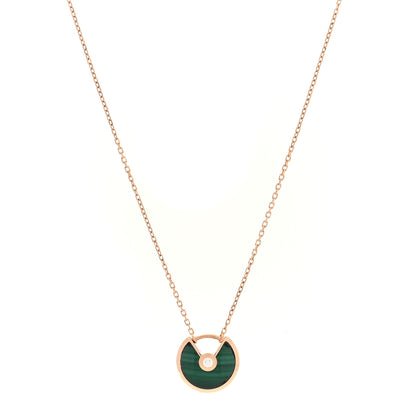Cartier 18K Yellow Gold Diamond Malachite XS Amulette de Cartier Pendant Necklace 1 of 4