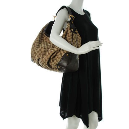 Gucci Monogram Large Jockey Hobo Dark Brown 2 of 7