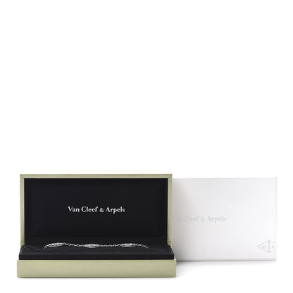 Van Cleef & Arpels 18K White Gold Chalcedony 5 Motifs Vintage Alhambra Bracelet 8 of 8