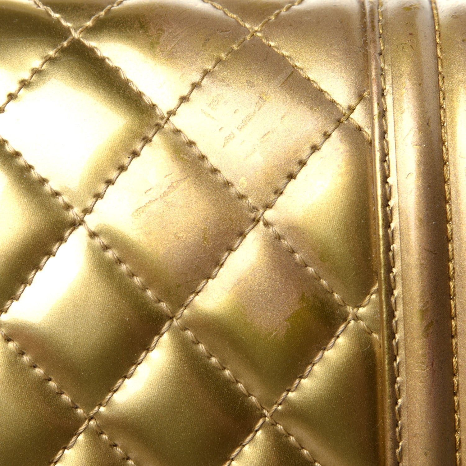 Chanel Metallic Patent Calfskin Quilted Small Boy Flap Gold 11 of 12
