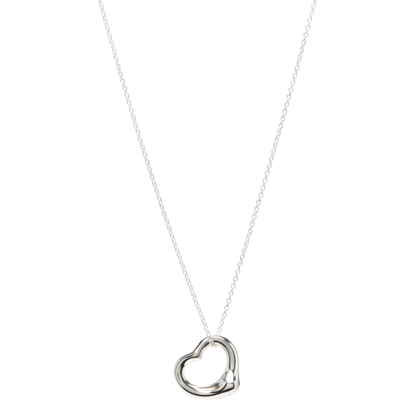 Sterling Silver 11mm Elsa Peretti Open Heart Pendant Necklace