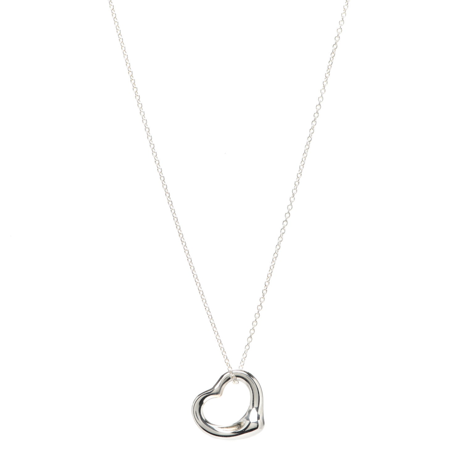 Tiffany Sterling Silver 11mm Elsa Peretti Open Heart Pendant Necklace 1 of 6