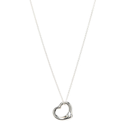 Tiffany Sterling Silver 11mm Elsa Peretti Open Heart Pendant Necklace 1 of 6