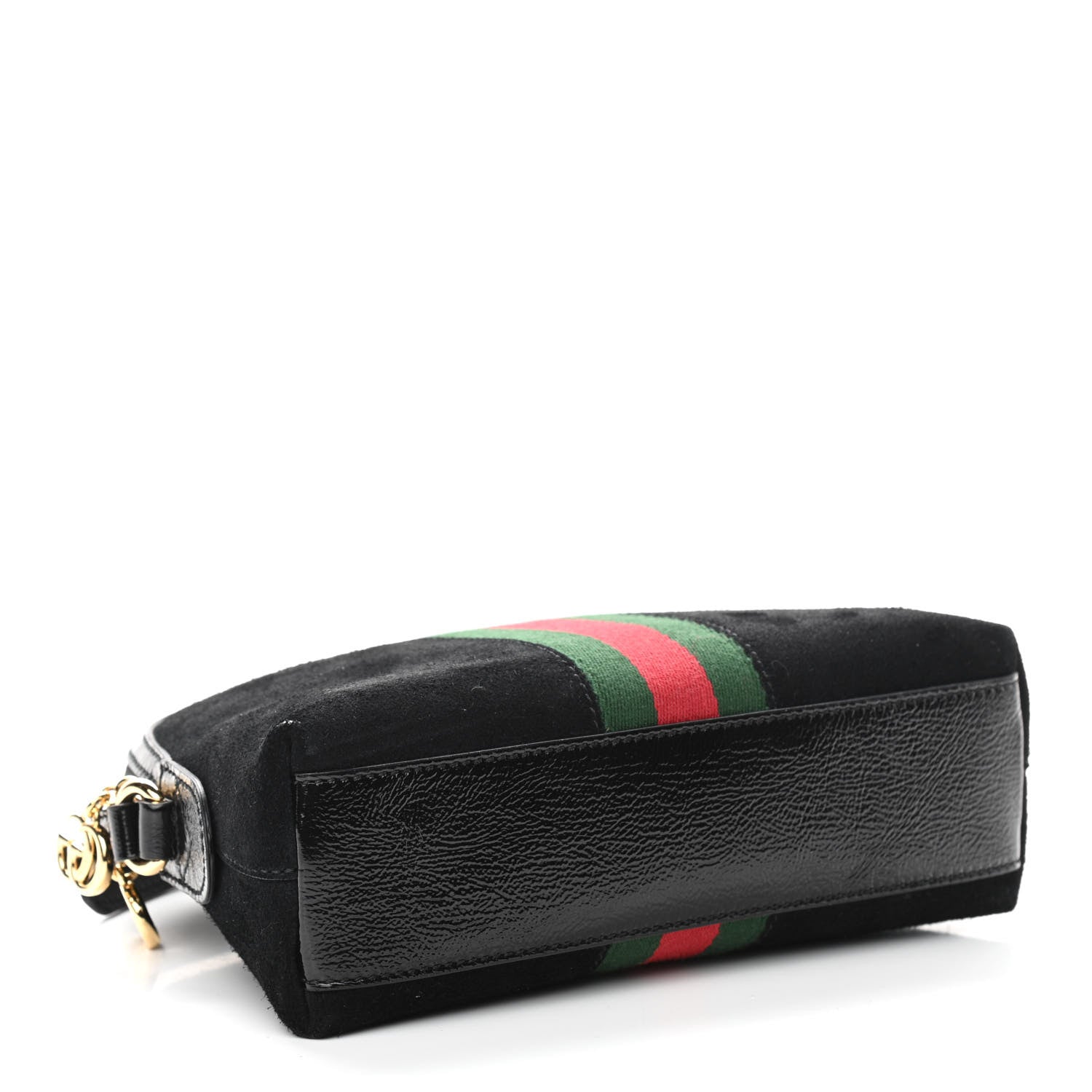 Gucci Suede Patent Web GG Small Ophidia Dome Shoulder Bag Black 4 of 10