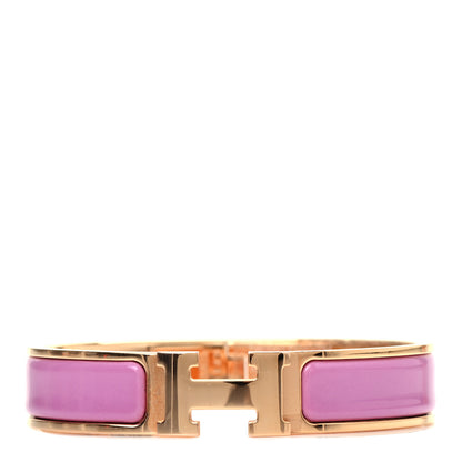 Hermes Enamel Narrow Clic Clac H Bracelet PM Rose Cendre 1 of 4
