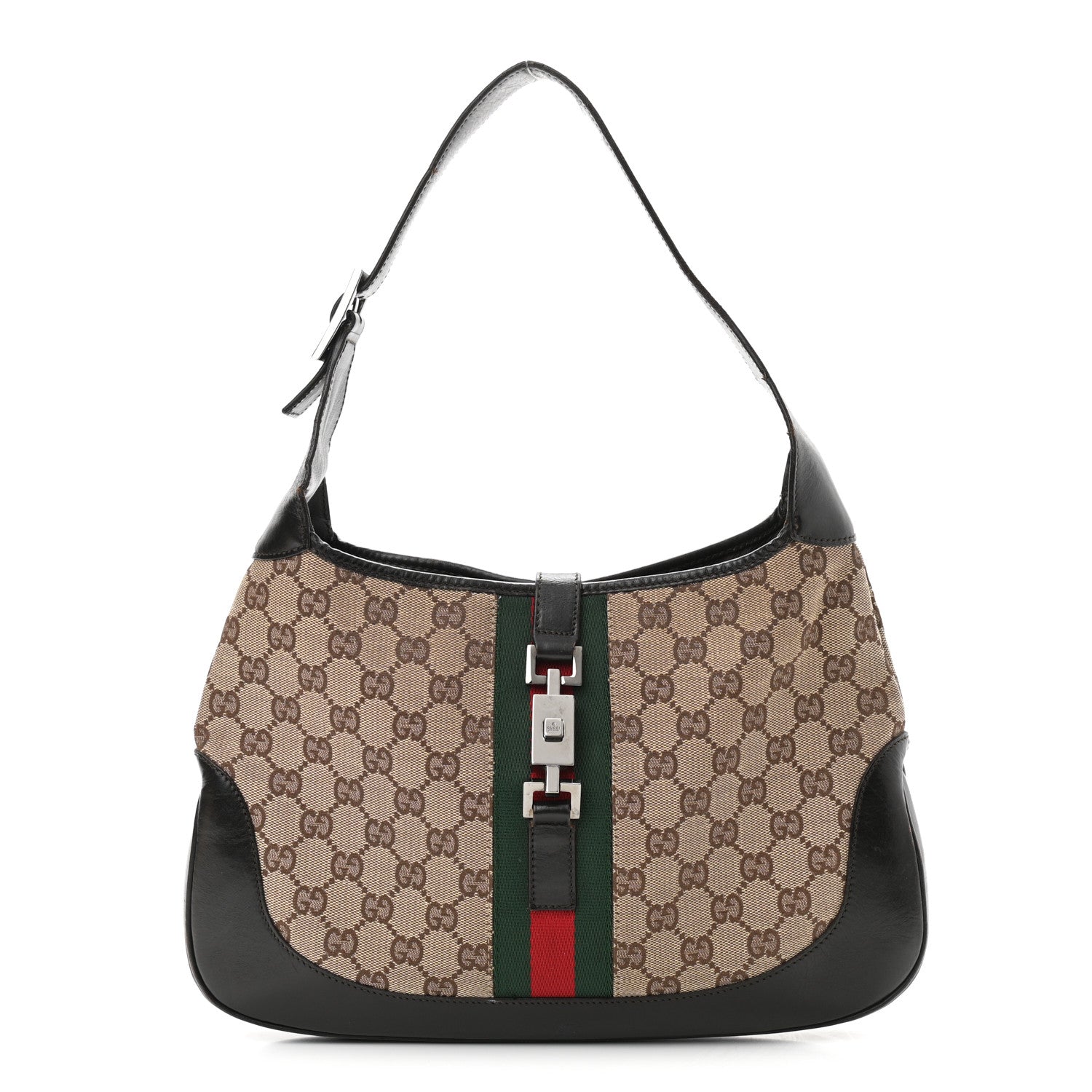 Gucci Monogram Web Jackie O Hobo Dark Brown 1 of 15