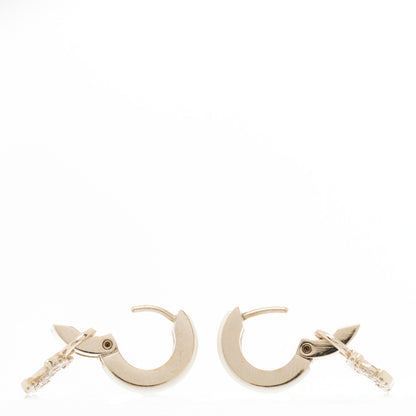 Chanel Crystal CC Hoop Drop Earrings Gold Pearly White 3 of 5