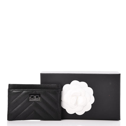 Chanel Sheepskin Chevron Quilted Reissue Card Holder So Black 9 of 9