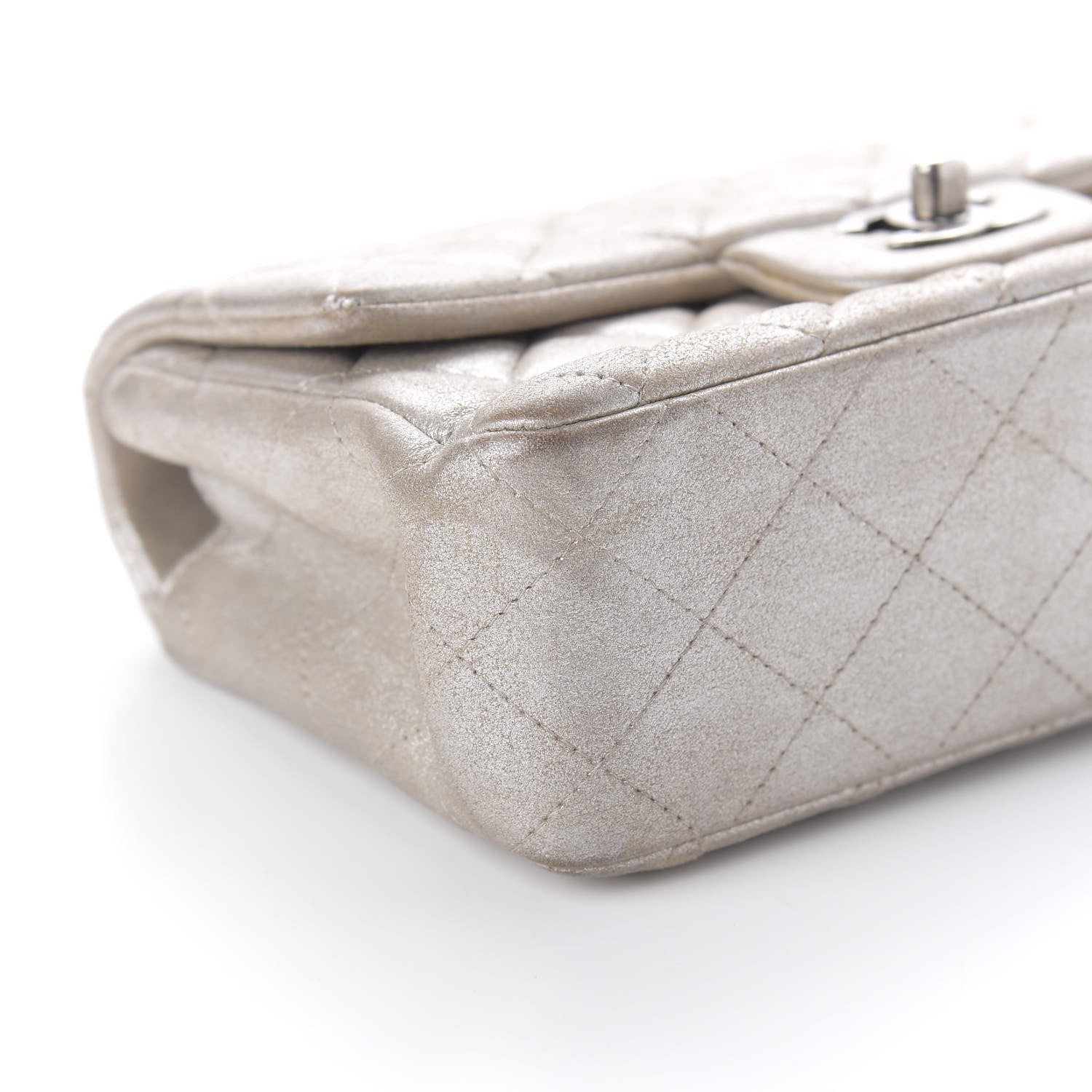 Chanel Metallic Lambskin Quilted Mini Rectangular Flap Silver 6 of 11