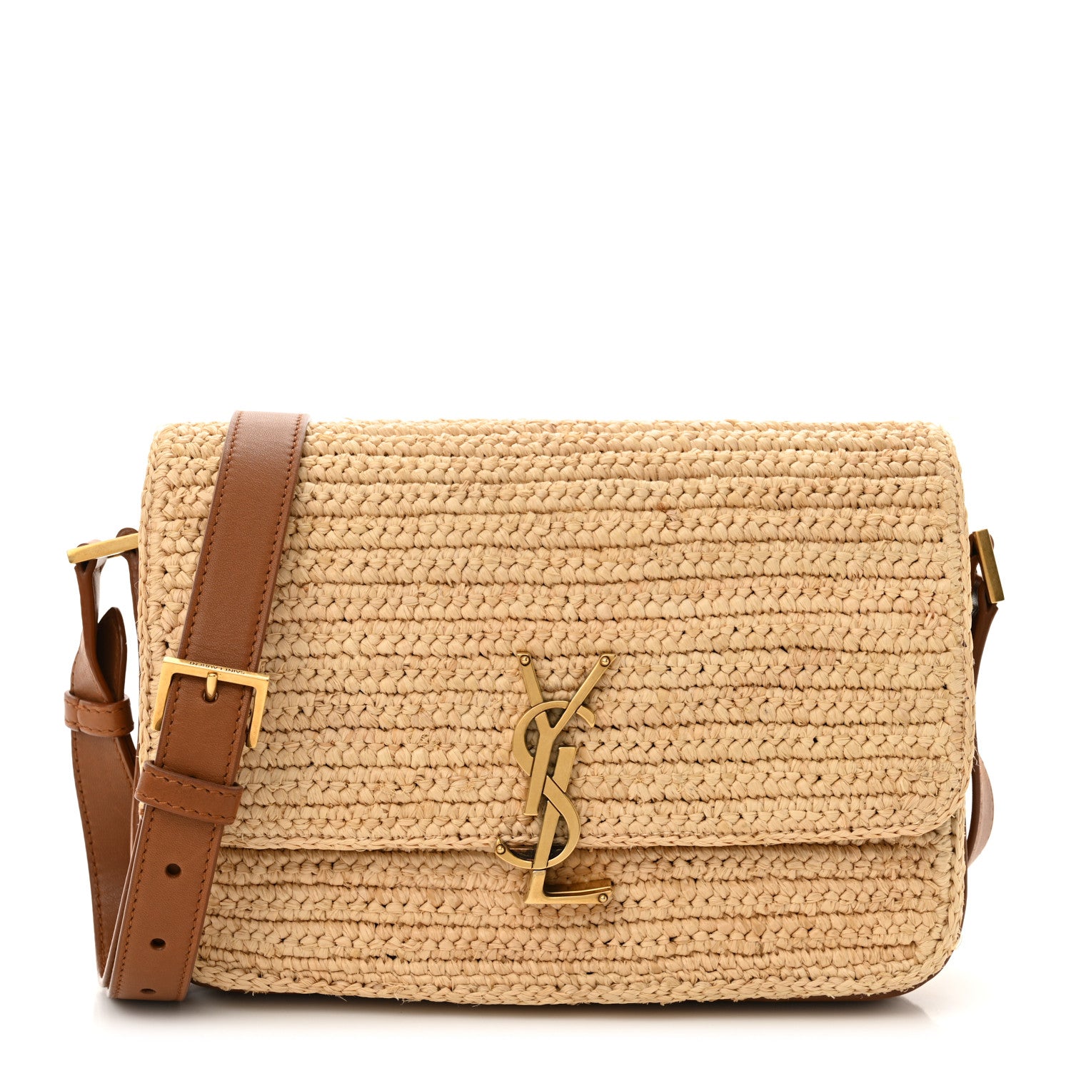 Saint Laurent Raffia Calfskin Medium Monogram Solferino Satchel 1 of 12