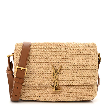 Saint Laurent Raffia Calfskin Medium Monogram Solferino Satchel 1 of 12