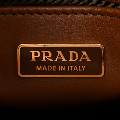 Prada Jacquard Saffiano Triangolo Symbole Embroidered Micro Tote Tobacco Talco 6 of 9