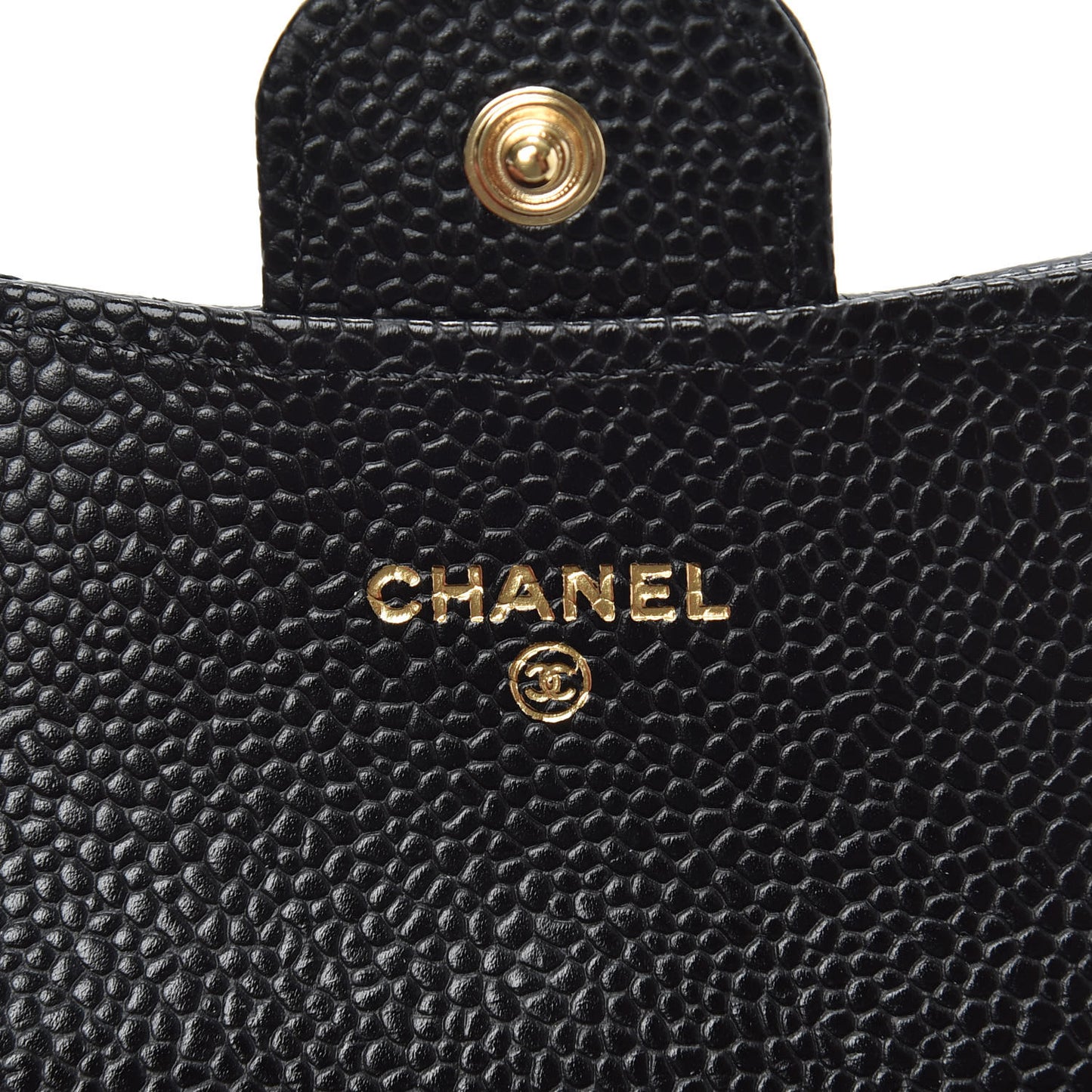Caviar Quilted Flap Card Holder Wallet Black