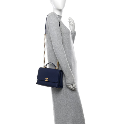 Chanel Grained Calfskin Small Stitched Flap Navy Blue 2 of 11