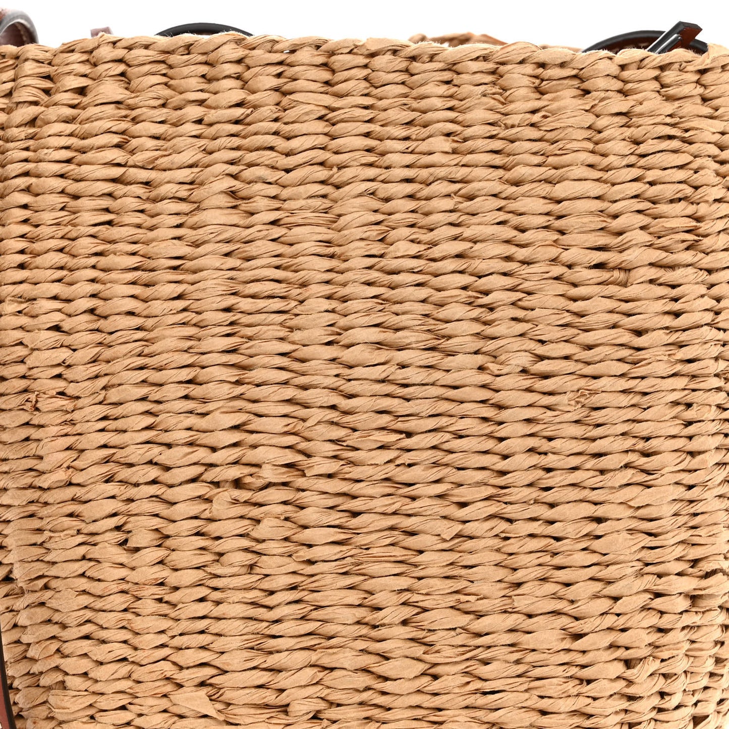 Raffia Calfskin Small Woody Basket Bag Brown