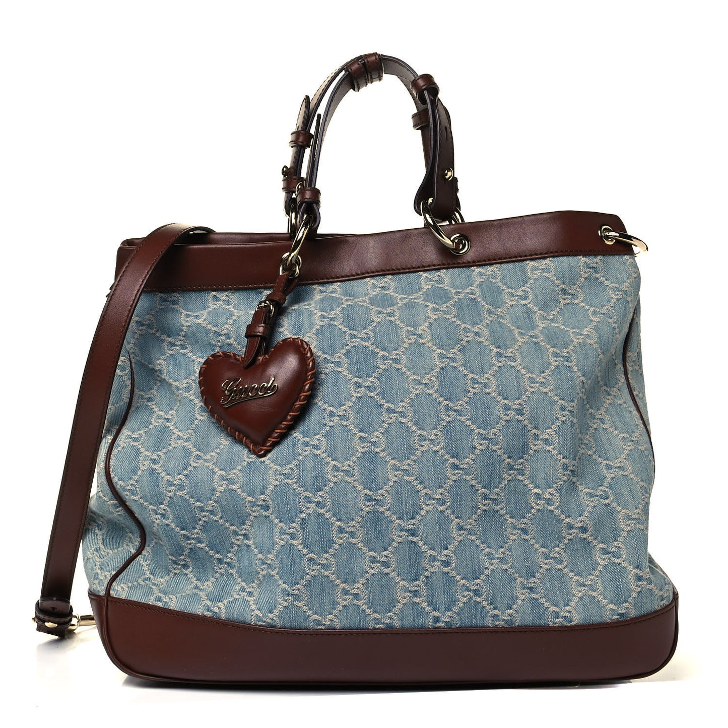 Denim Monogram Medium Valentine Top Handle Bag