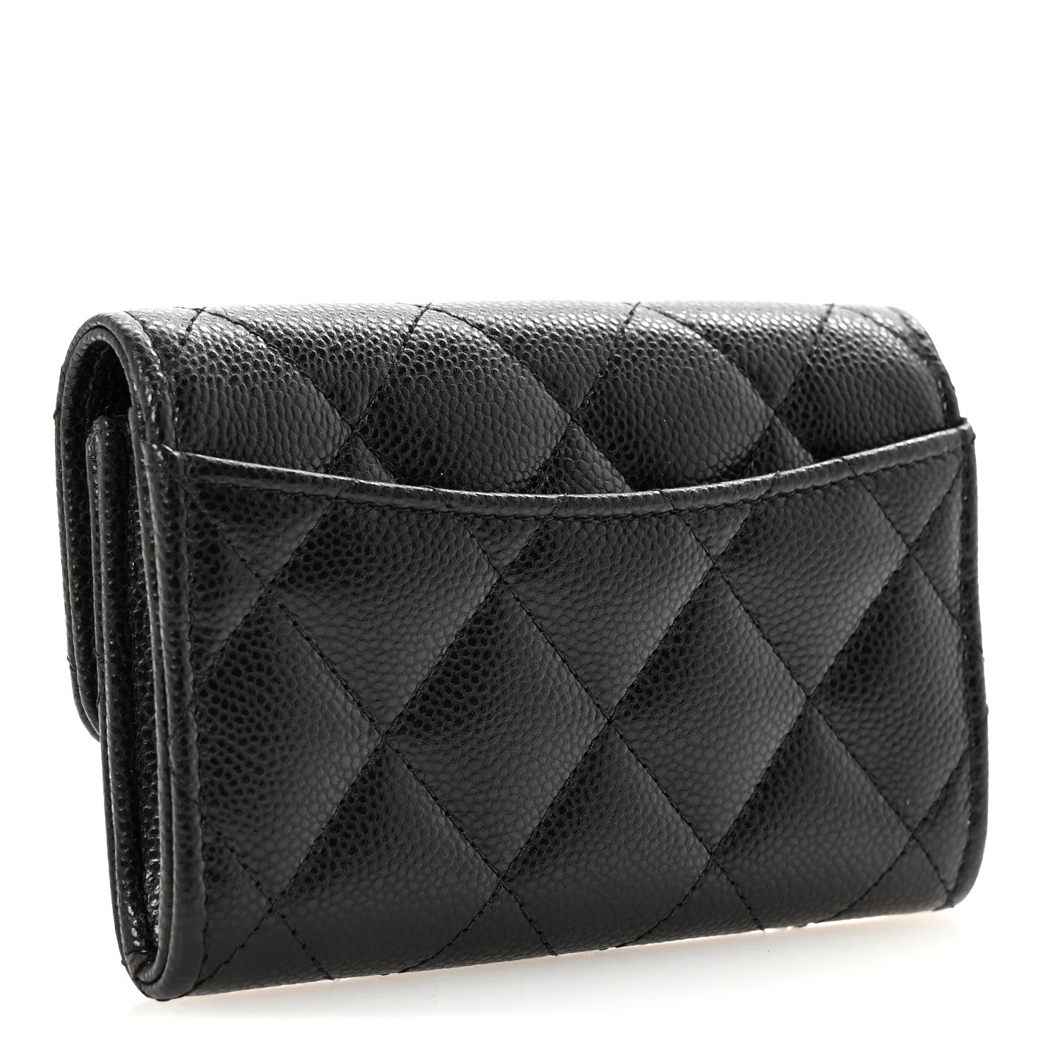 Chanel Caviar Quilted Flap Card Holder Wallet Black 3 of 9