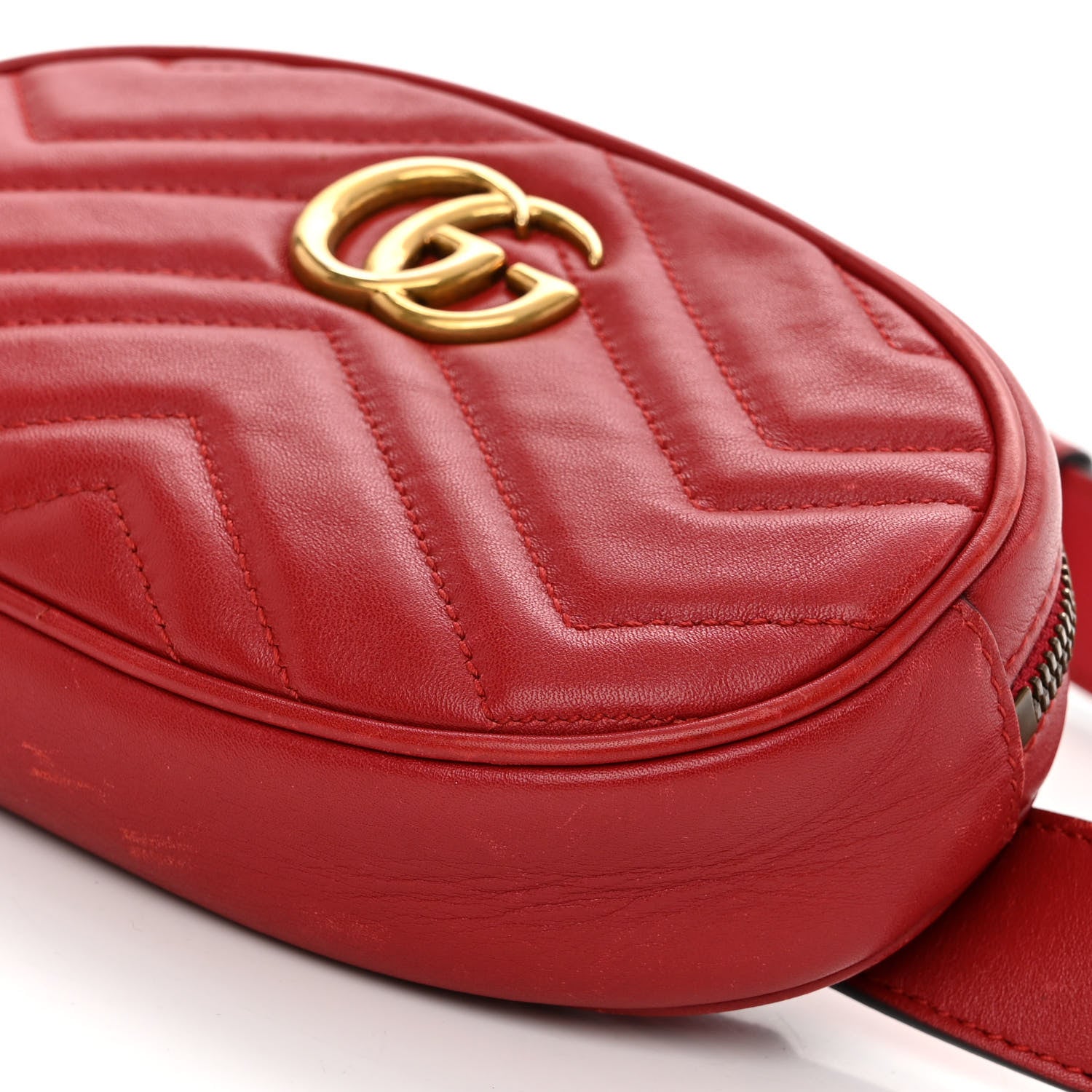 Gucci Calfskin Matelasse GG Marmont Belt Bag 85 34 Hibiscus Red 10 of 10