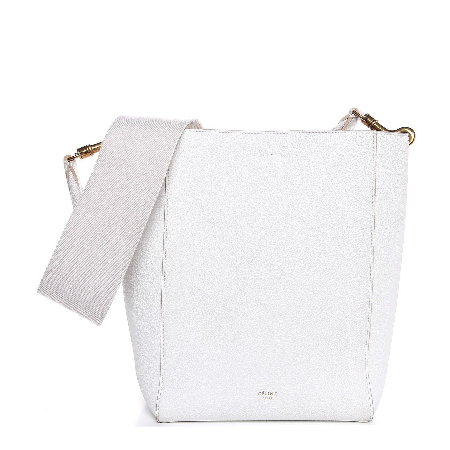 Soft Grained Calfskin Small Sangle Bucket Bag White