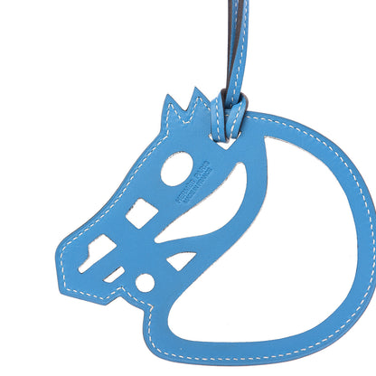 Hermes Swift Paddock Cheval Horse Bag Charm Bleu Zanzibar 3 of 3