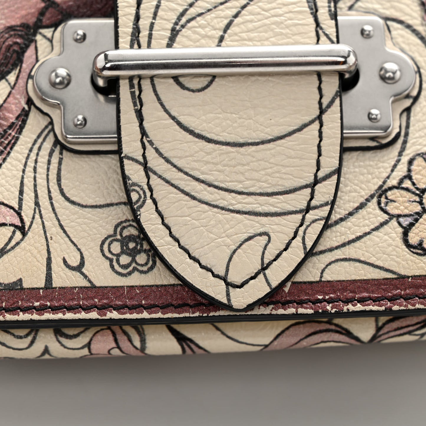 X JAMES JEAN Glace Calfskin Rabbit Print Cahier Bag Opaline