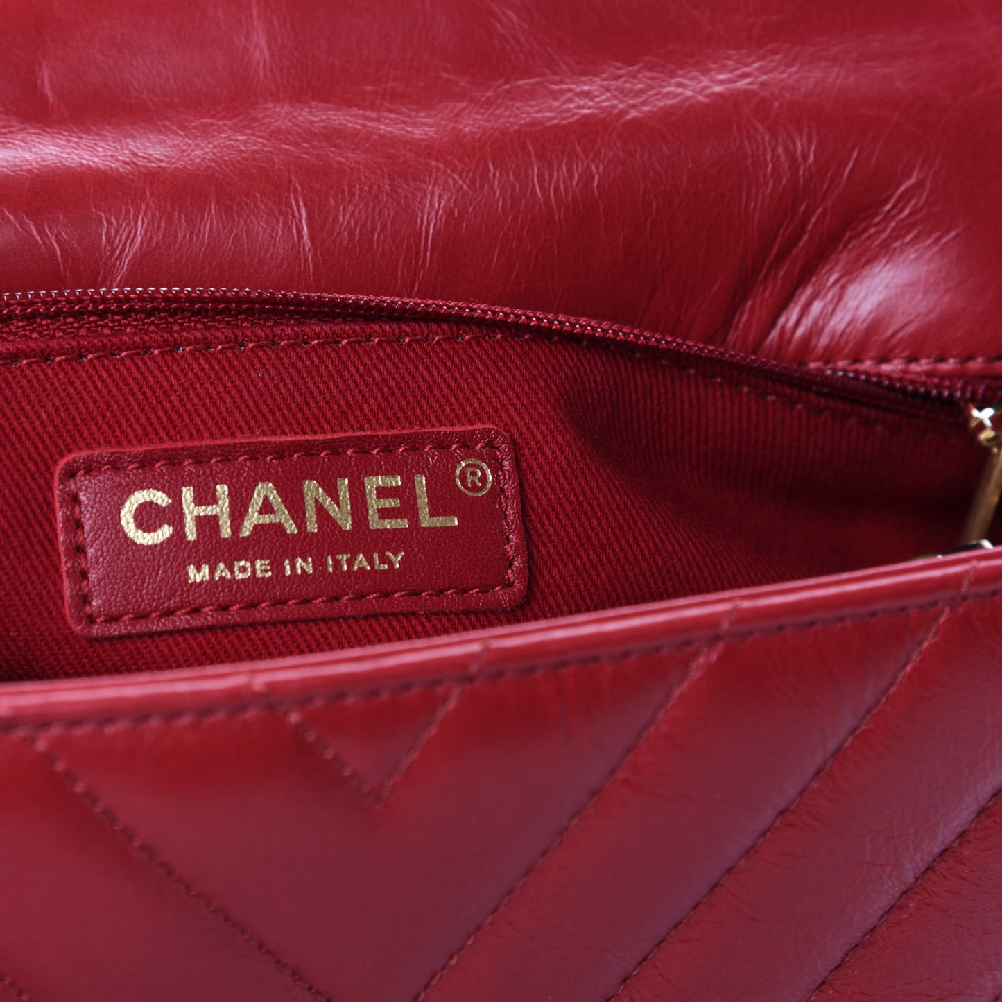 Calfskin Chevron Quilted Small Coco Handle Flap Red