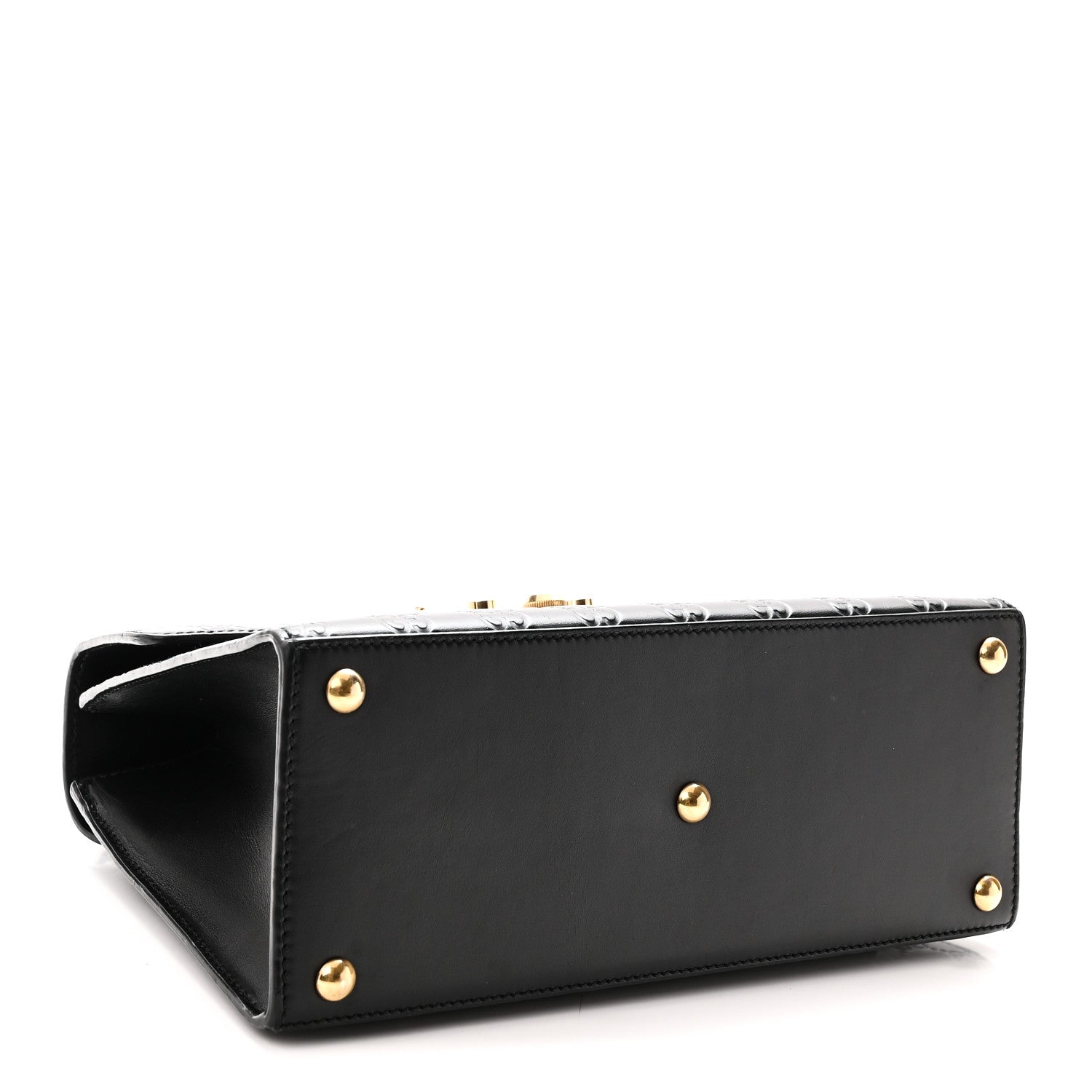Gucci Guccissima Signature Small Padlock Top Handle Bag Black Black 4 of 10