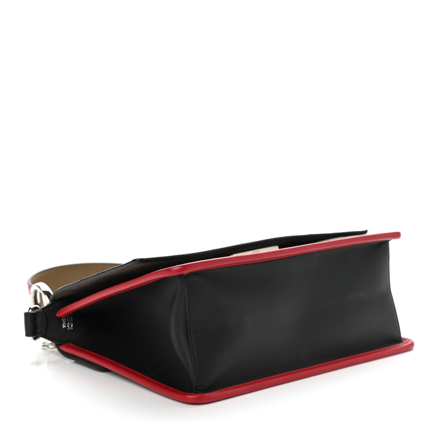 Vitello Century F is Fendi FF Diagonal Inlay Kan I Shoulder Bag Fango Black Fragola