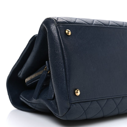 Chanel Shiny Sheepskin Quilted Large Trapezio Flap Navy 9 of 12